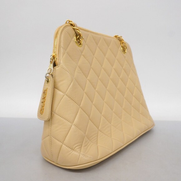 Chanel Matelasse Chain Shoulder Bag, Lambskin, Beige, Women's - Picture 2 of 15